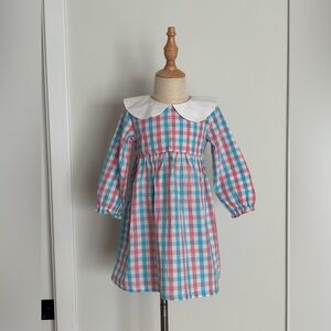 Stitchy Fish 3T Plaid Long Sleeve Dress with Peter Pan Collar